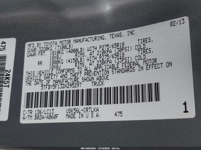 2013 TOYOTA TUNDRA 5TFBY5F13DX295297 Photo 8