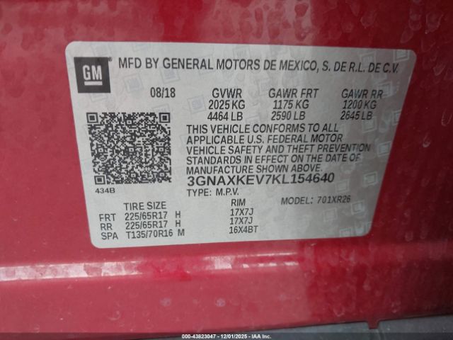 2019 CHEVROLET EQUINOX 3GNAXKEV7KL154640 Photo 8