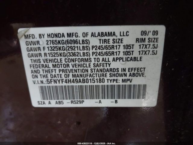 2010 HONDA PILOT 5FNYF4H49AB015180 Photo 8