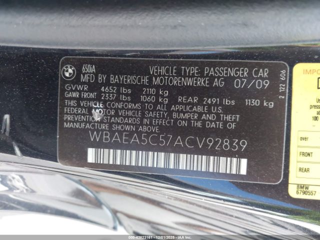 2010 BMW 650I WBAEA5C57ACV92839 Photo 8