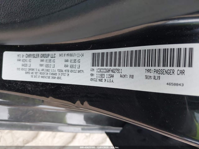 2015 Chrysler 200 S მანქანა იყიდება აუქციონზე, vin: 1C3CCCDG0FN627911, აუქციონის ნომერი: 43823185
