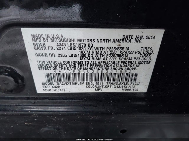 2014 MITSUBISHI OUTLANDER SPORT 4A4AP3AU2EE021602 Photo 8