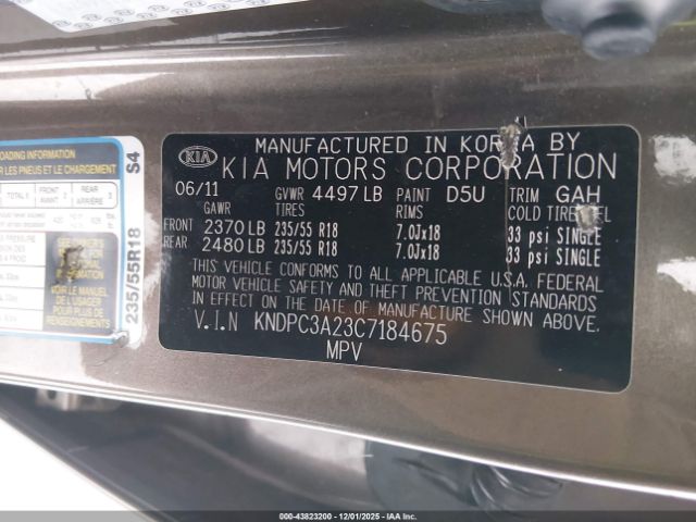 2012 KIA SPORTAGE KNDPC3A23C7184675 Photo 8