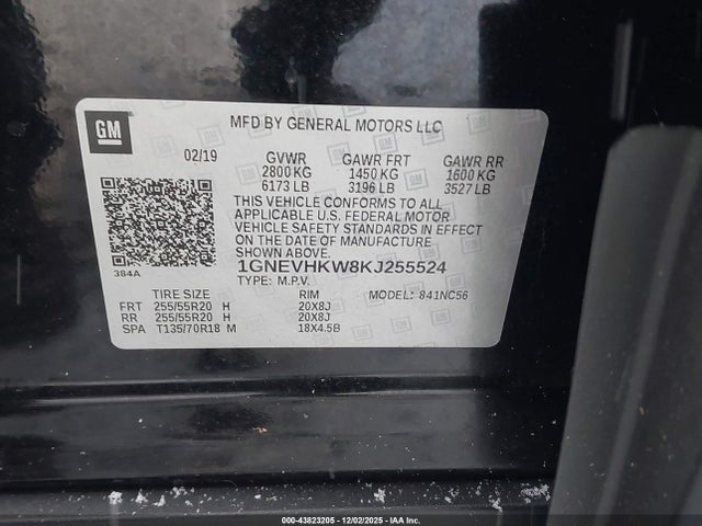1GNEVHKW8KJ255524 Chevrolet Traverse 3lt