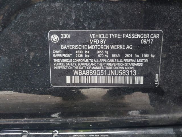 2018 BMW 330I WBA8B9G51JNU58313 Photo 8