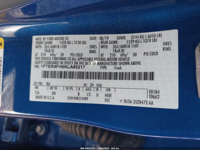 2019 FORD RANGER 1FTER4FH6KLA85217 Photo 8