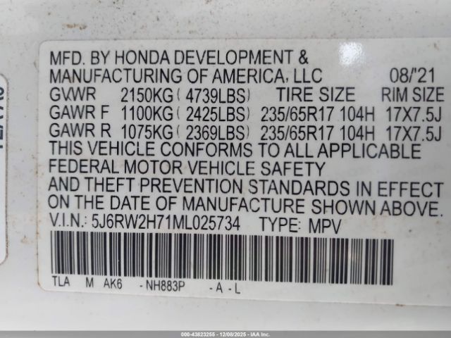 2021 HONDA CR-V 5J6RW2H71ML025734 Photo 8