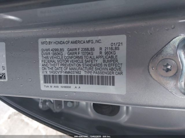 2021 HONDA ACCORD 1HGCV1F14MA037462 Photo 8