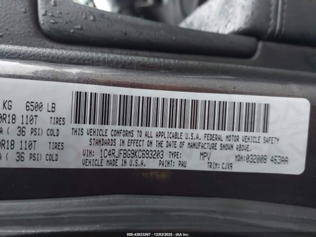 2019 JEEP GRAND CHEROKEE 1C4RJFBG9KC693203 Photo 8