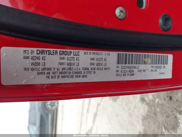 Продаж на аукціоні авто 2014 Dodge Challenger Sxt, vin: 2C3CDYAG6EH204112, номер лоту: 43823294
