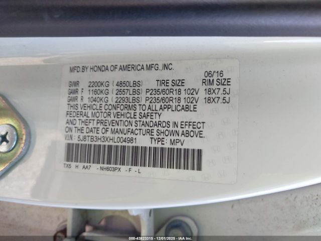 2017 ACURA RDX 5J8TB3H3XHL004981 Photo 8