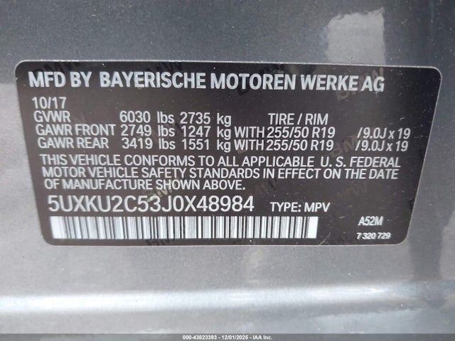Продажа на аукционе авто 2018 Bmw X6 Xdrive35i, vin: 5UXKU2C53J0X48984, номер лота: 43823393