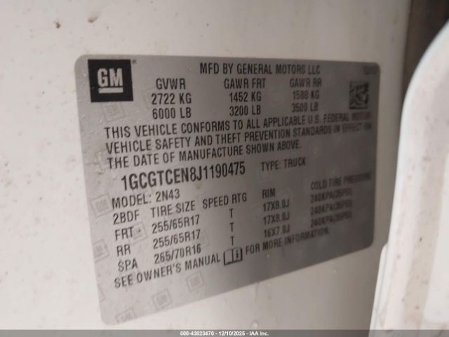 2018 CHEVROLET COLORADO 1GCGTCEN8J1190475 Photo 8