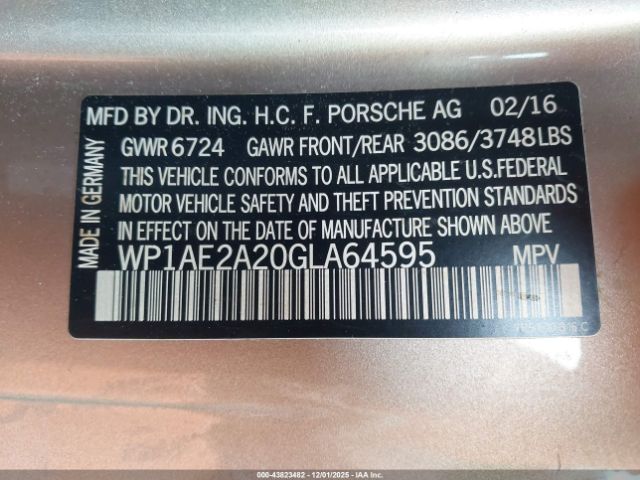 2016 PORSCHE CAYENNE E-HYBRID WP1AE2A20GLA64595 Photo 8