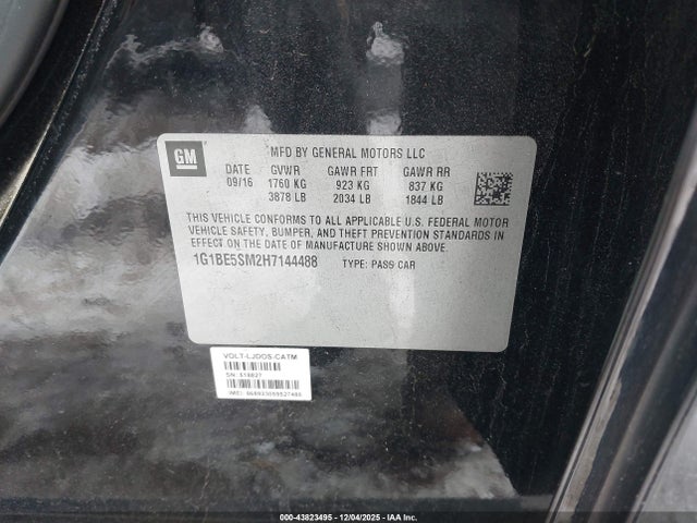 1G1BE5SM2H7144488 Chevrolet Cruze Lt Auto