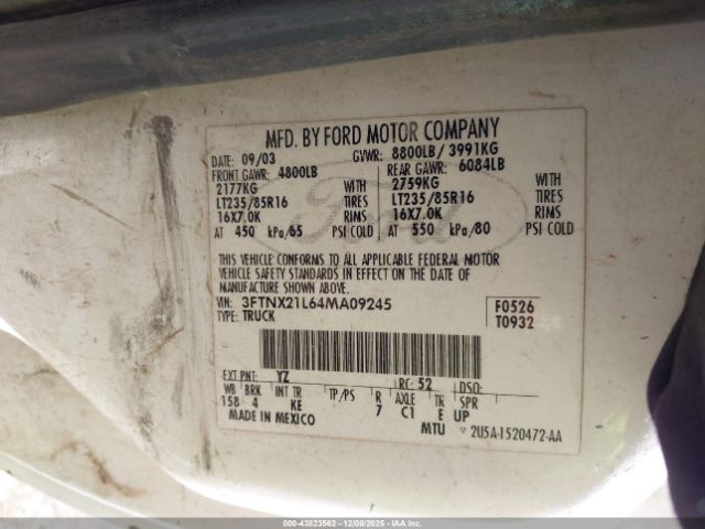 2004 FORD F-250 3FTNX21L64MA09245 Photo 8