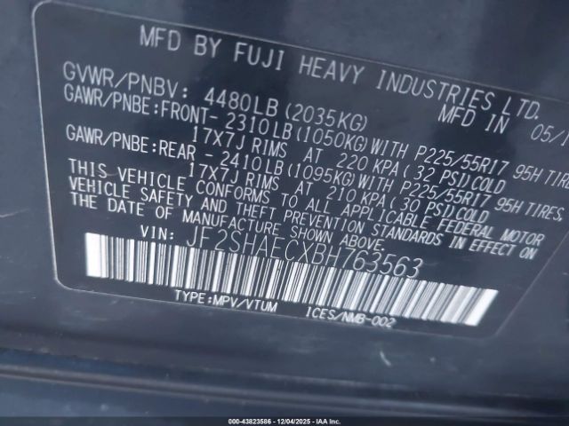 2011 SUBARU FORESTER JF2SHAECXBH763563 Photo 8