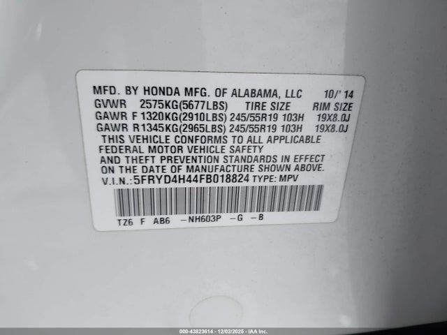 Продажа на аукционе авто 2015 Acura Mdx Technology Package, vin: 5FRYD4H44FB018824, номер лота: 43823614