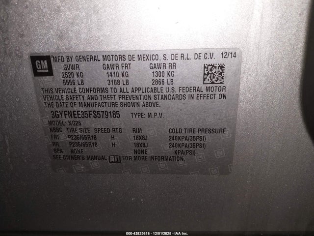 2015 CADILLAC SRX 3GYFNEE35FS579185 Photo 8