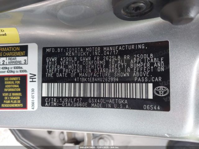 2017 TOYOTA AVALON 4T1BK1EB4HU262994 Photo 8