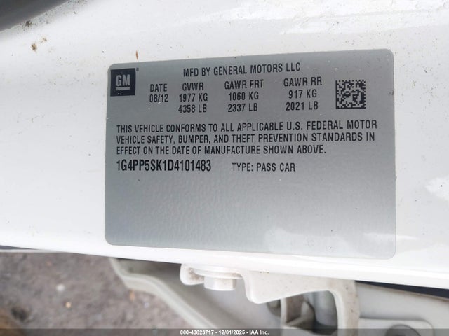 Aukcja sprzedaży 2013 Buick Verano, vin: 1G4PP5SK1D4101483, numer aukcji: 43823717