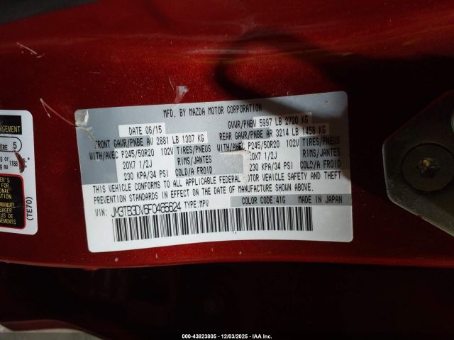 2015 MAZDA CX-9 JM3TB3DV6F0465624 Photo 8
