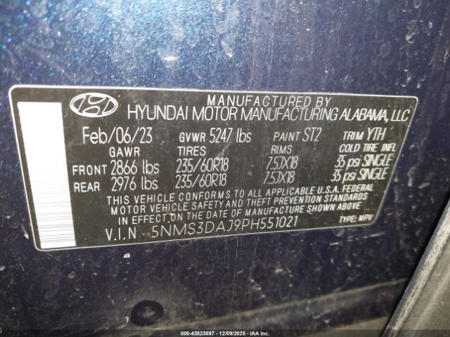 2023 HYUNDAI SANTA FE 5NMS3DAJ9PH551021 Photo 8