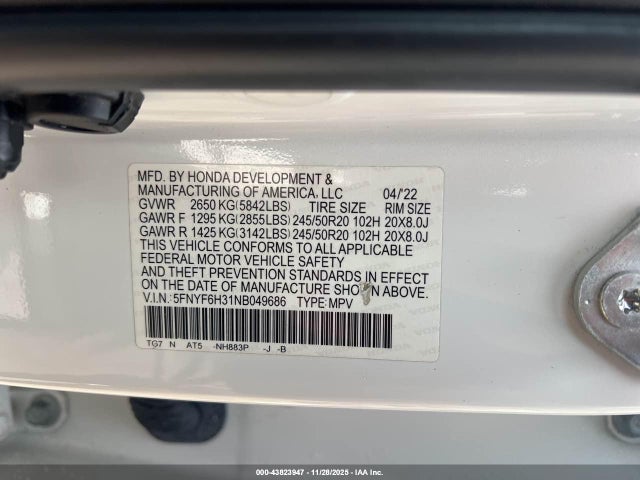 2022 HONDA PILOT 5FNYF6H31NB049686 Photo 8