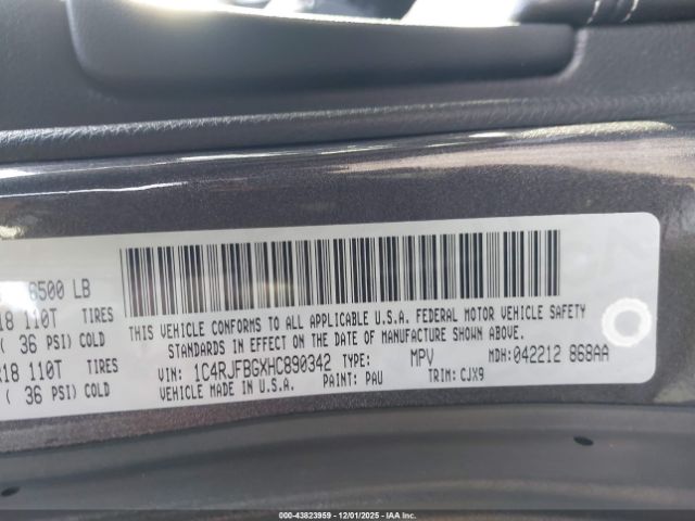 2017 JEEP GRAND CHEROKEE 1C4RJFBGXHC890342 Photo 8