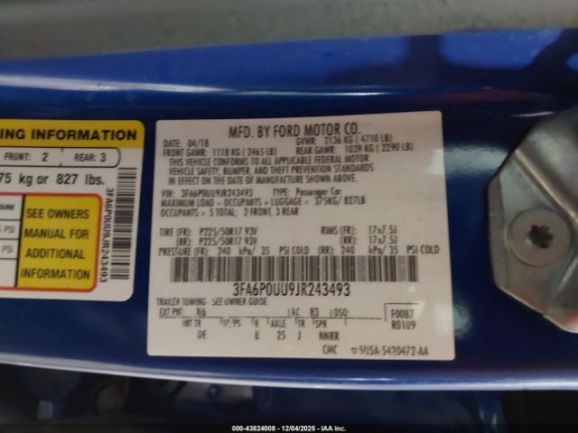 2018 FORD FUSION HYBRID 3FA6P0UU9JR243493 Photo 8