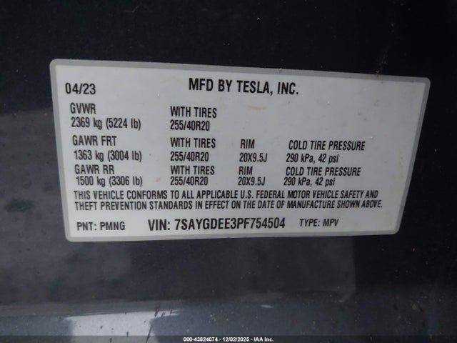 2023 TESLA MODEL Y 7SAYGDEE3PF754504 Photo 8