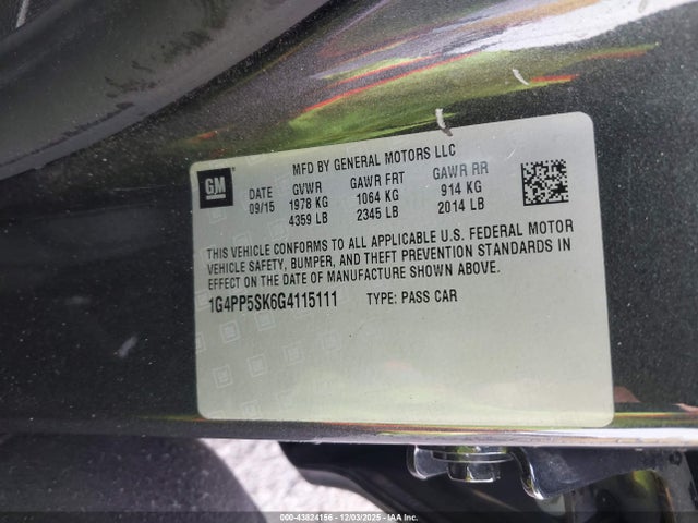 43824156 :رقم المزاد ، 1G4PP5SK6G4115111 vin ، 2016 Buick Verano مزاد بيع