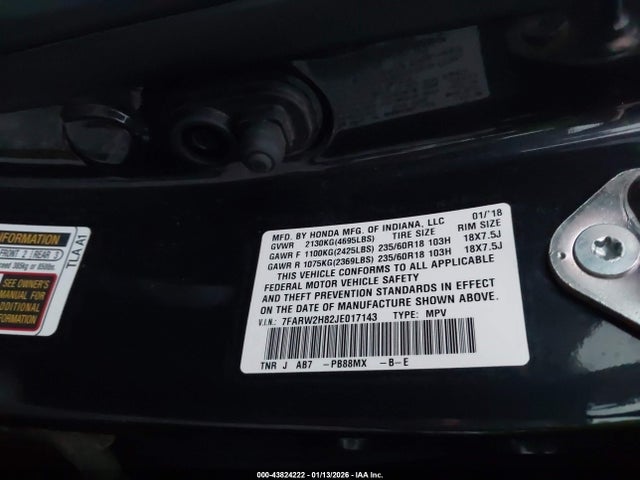 7FARW2H82JE017143 Honda Cr-v Ex-l/ex-l Navi
