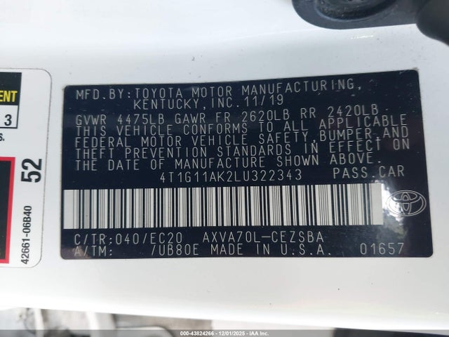 Toyt Camry Se 2020 4T1G11AK2LU322343 Image 22