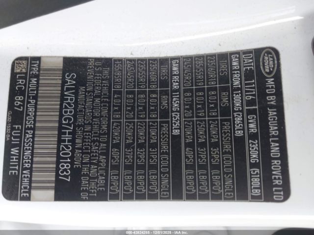 2017 LAND ROVER RANGE ROVER EVOQUE SALVR2BG7HH201837 Photo 8