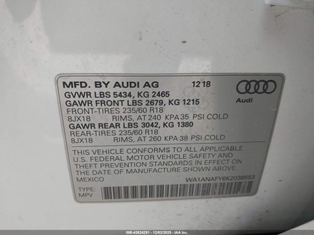 2019 AUDI Q5 WA1ANAFY6K2038553 Photo 8