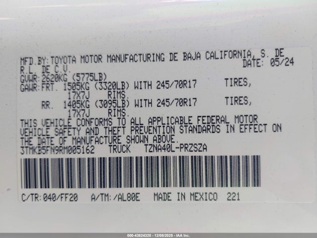 3TMKB5FN9RM005162 Toyota t24a-fts