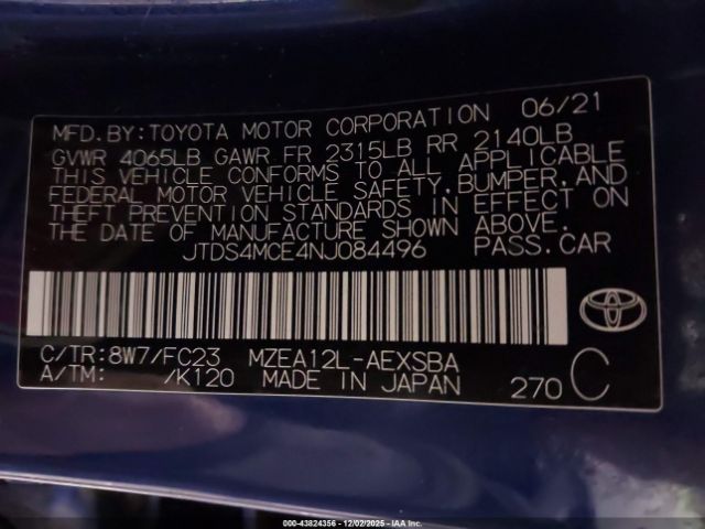 2022 TOYOTA COROLLA JTDS4MCE4NJ084496 Photo 8