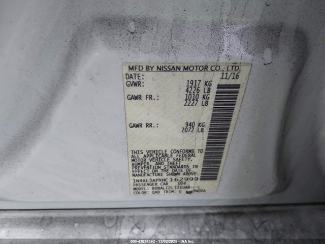 1N4AL3APXHC162999 Nissan Altima 2.5 Sv