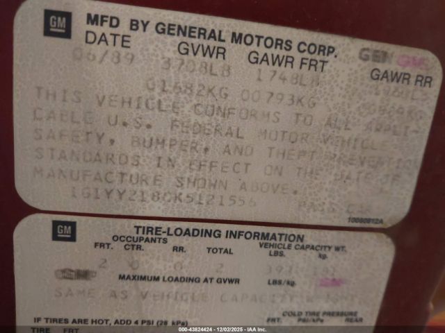 1989 CHEVROLET CORVETTE 1G1YY2180K5121556 Photo 8