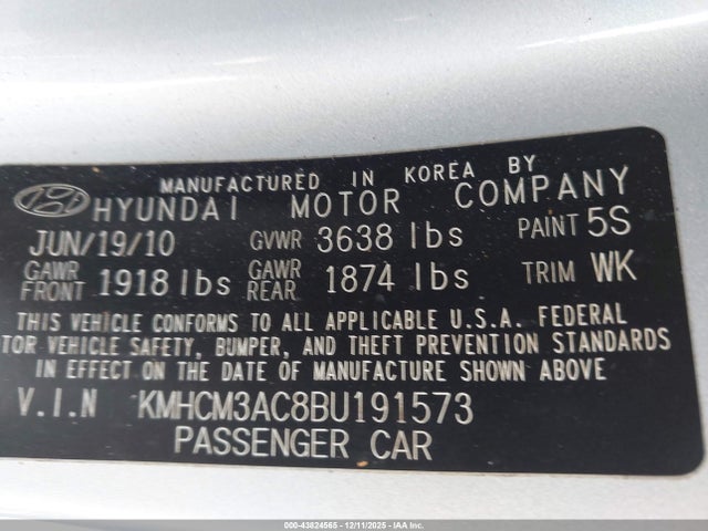 2011 HYUNDAI ACCENT KMHCM3AC8BU191573 Photo 8