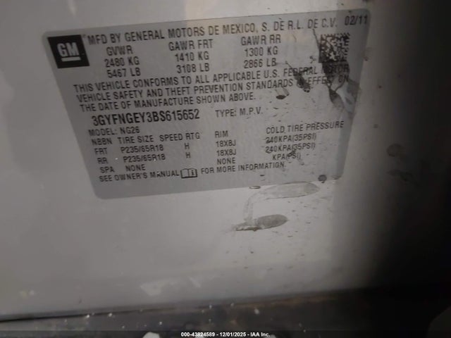 2011 CADILLAC SRX 3GYFNGEY3BS615652 Photo 8