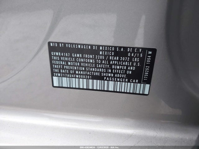 3VW217AU4FM088201 Volkswagen Golf Tsi Se 4-door