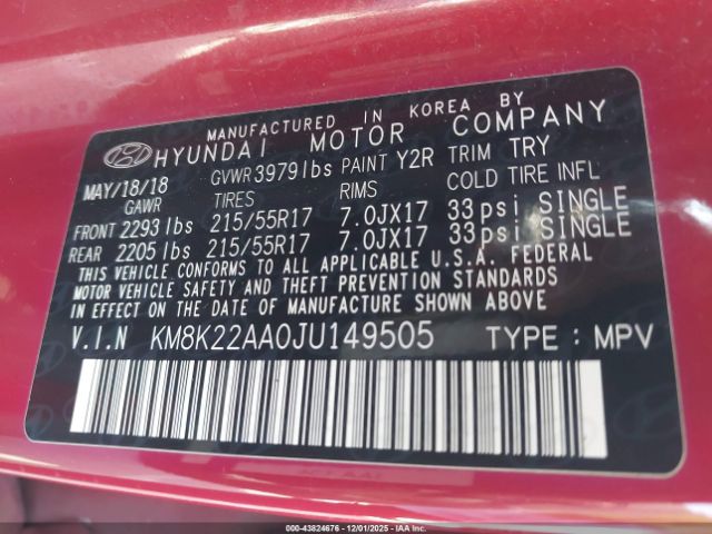 2018 HYUNDAI KONA KM8K22AAOJU149505 Photo 8
