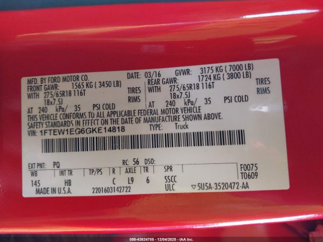 2016 FORD F-150 1FTEW1EG6GKE14818 Photo 8