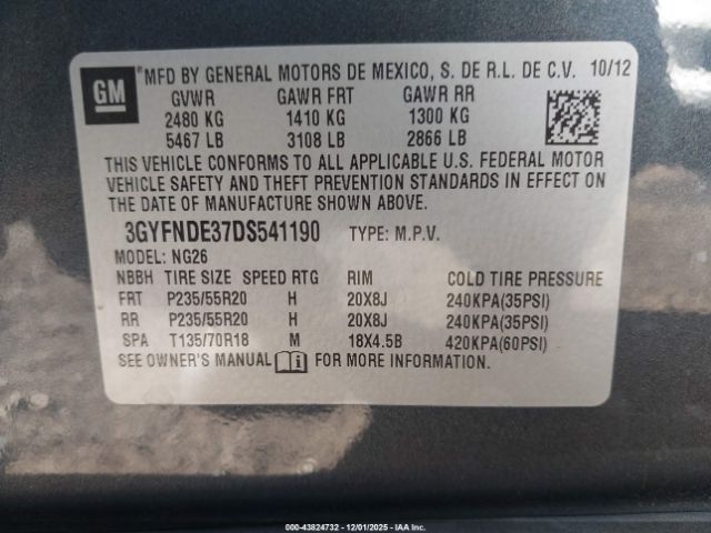 2013 CADILLAC SRX 3GYFNDE37DS541190 Photo 8