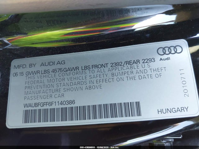 WAUBFGFF6F1140386 Audi A3 2.0t Premium