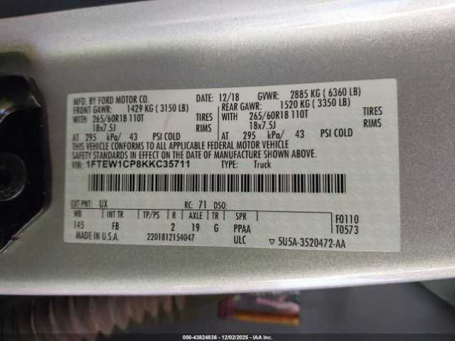 2019 FORD F-150 1FTEW1CP8KKC35711 Photo 8