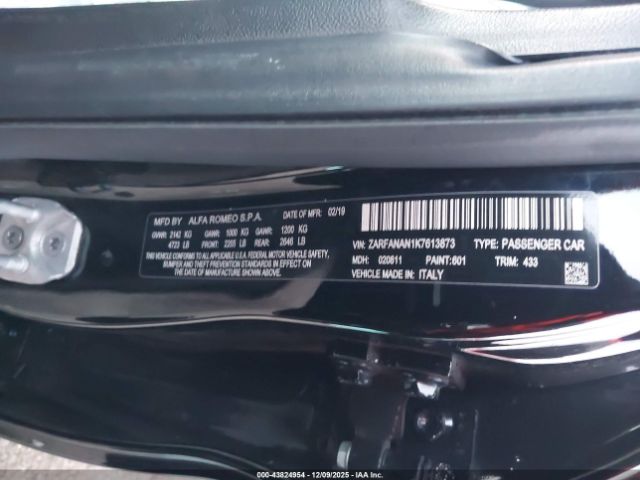 2019 ALFA ROMEO GIULIA ZARFANAN1K7613873 Photo 8