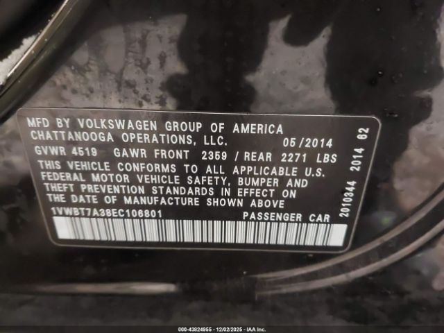 2014 VOLKSWAGEN PASSAT 1VWBT7A38EC106801 Photo 8
